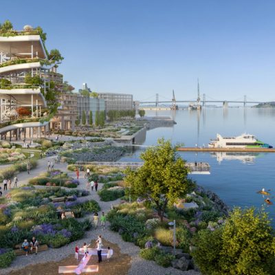 RENDERING WATERFRONT WITH BAY BRIDGE